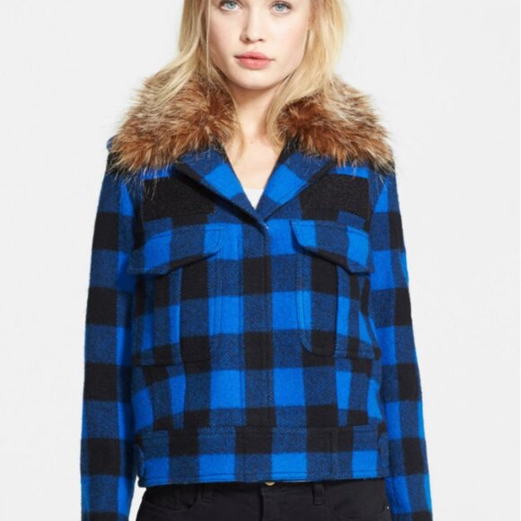 SMYTHE | Wool Jacket with Removable Faux-Fur Collar - Picture 1 of 11